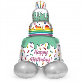 Globo Pastel Happy Birthday con Soporte 72 cm