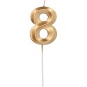 Vela 8 Metalizada Soporte Gold 7 cm