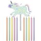 11 Velas Unicornio Rectas 10 cm