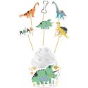 6 Toppers y 6 Envoltorios Cupcake Dinosaur Friends