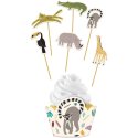 6 Toppers y 6 Envoltorios Cupcake Jungle Animals