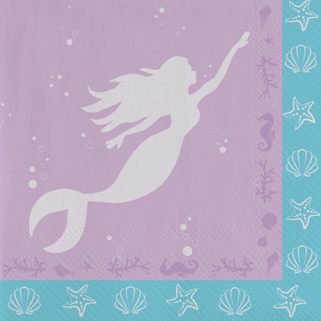 16 Servilletas Iridiscent Mermaid Shine 33 cm