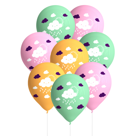 8 GLOBOS LATEX 27 CM SUNSHINE CLOUDS