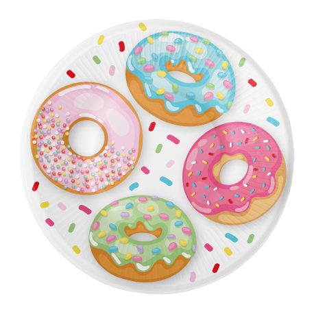 8 Platos 18 cm Surtidos Donut Time