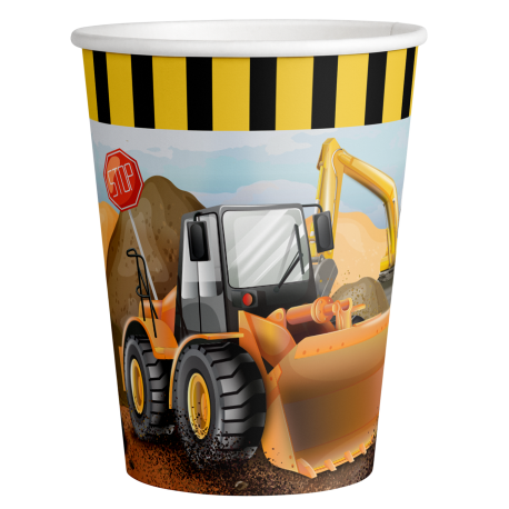 8 Vasos de Papel BIG DIG CONSTRUCCION 250 ml
