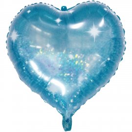 Globo Foil Corazón 61 cm Galactic Aqua