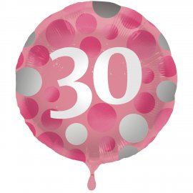 Globo 30 Años Foil Rosa Brillante 45 cm