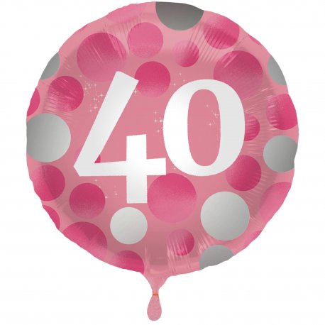 Globo 40 Años Foil Rosa Brillante 45 cm