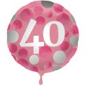 Globo 40 Años Foil Rosa Brillante 45 cm