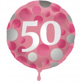 Globo 50 Años Foil Rosa Brillante 45 cm