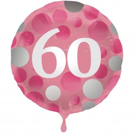 Globo 60 Años Foil Rosa Brillante 45 cm