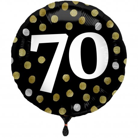 Globo 70 Años Foil Negro Brillante 45 cm