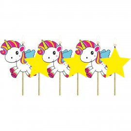 6 Velas Unicornio 6 x 3 cm