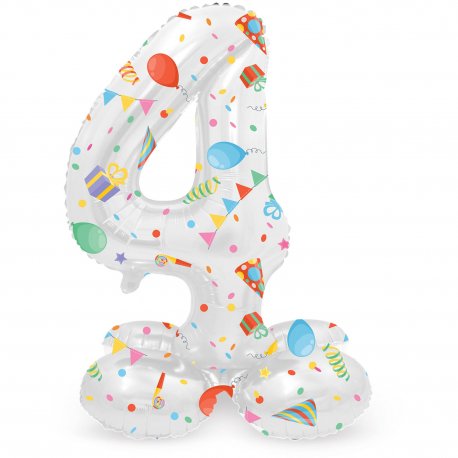 Globo Número 4 Joyful Party con Base 72 cm