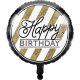 Globo Foil 45 cm Happy Bday Black & Gold