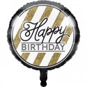 GLOBO FOIL 45 CM HAPPY BDAY BLACK & GOLD