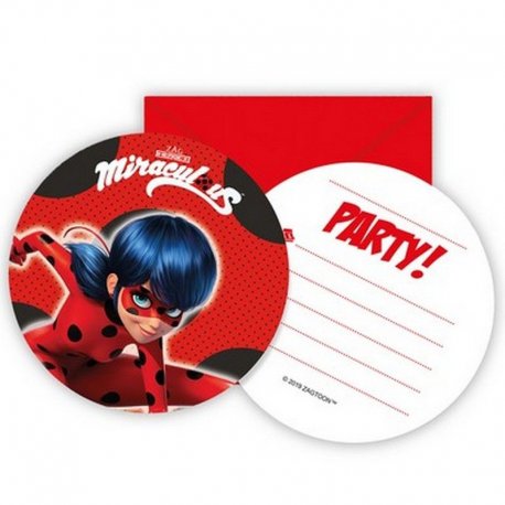 6 INVITACIONES LADYBUG