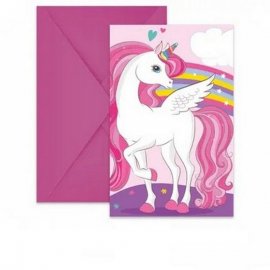 6 INVITACIONES Unicorn Rainbow Colors