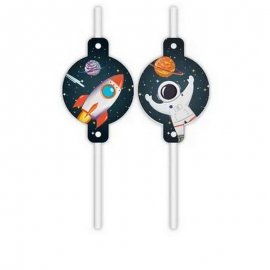 4 PAJITAS DE PAPEL ROCKET SPACE