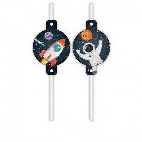 4 PAJITAS DE PAPEL ROCKET SPACE