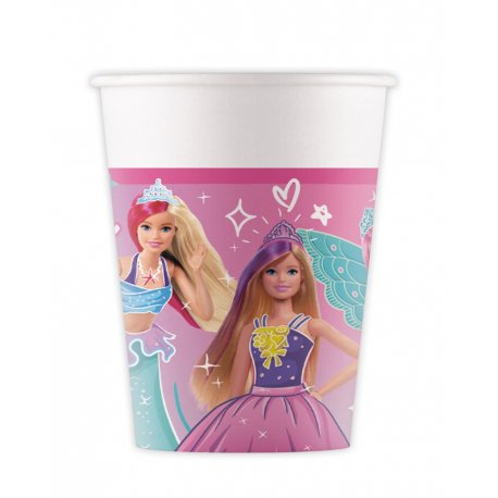 8 VASOS DE PAPEL BARBIE