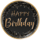 8 Platos Happy Birthday Dorado