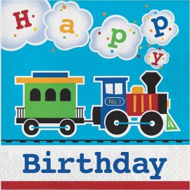 16 Servilletas 33 cm Happy Birthday All Aboard