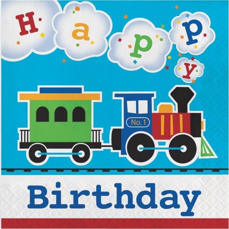 16 Servilletas 33 cm Happy Birthday All Aboard