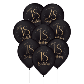 8 Globos Latex Elegant Negro 18 Años