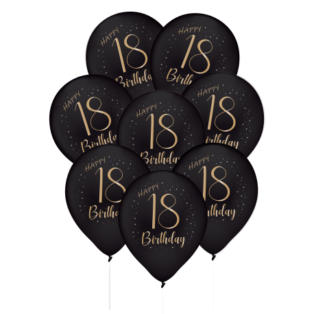 8 Globos Latex Elegant Negro 18 Años