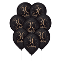 8 Globos Latex Elegant Negro 30 Años