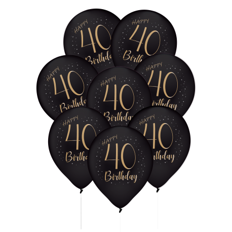 8 Globos Latex Elegant Negro 40 Años