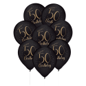 8 Globos Latex Elegant Negro 50 Años