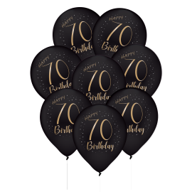 8 Globos Latex Elegant Negro 70 Años