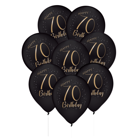 8 Globos Latex Elegant Negro 70 Años