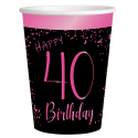 8 Vasos Elegant Pink 40 años 250 ml
