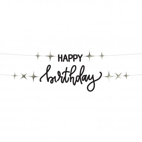 Banner Happy Birthday Negro 14 cm x 1 m