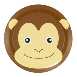 8 Platos 18 cm MONKEY ANIMAL FACES