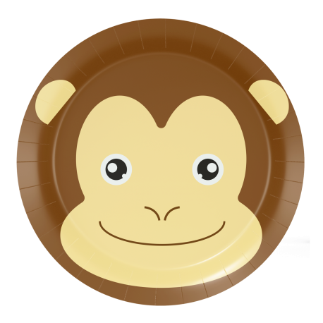 8 Platos 18 cm MONKEY ANIMAL FACES