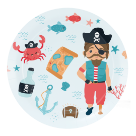 8 Platos Pirate Party 18 cm