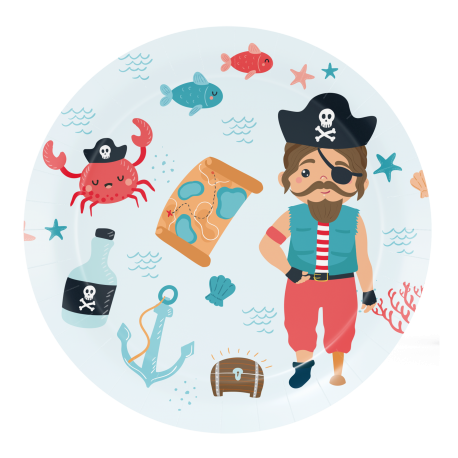 8 Platos Pirate Party 18 cm