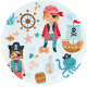 8 Platos Pirate Party 23 cm