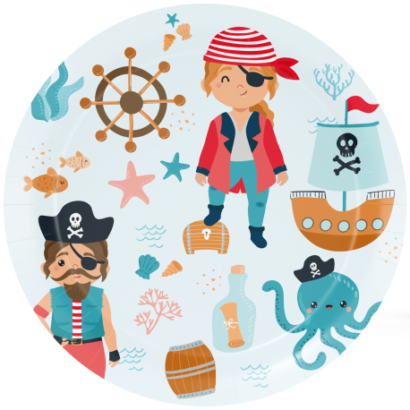 8 Platos Pirate Party 23 cm