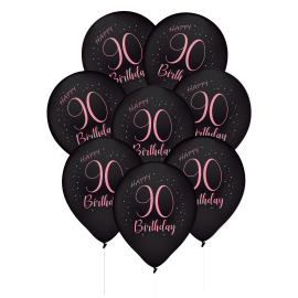 8 Globos de Látex 90 Años Elegante Rosa