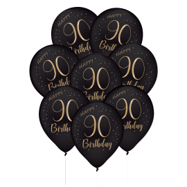 8 Globos de Látex 90 Años Elegante