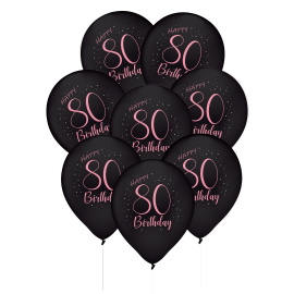 8 Globos de Látex 80 Años Elegant Pink