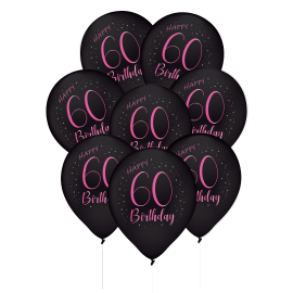 8 Globos de Látex 60 Años Elegant Pink