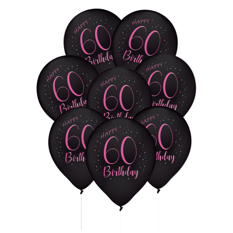 8 Globos de Látex 60 Años Elegant Pink