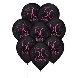 8 Globos de Látex 50 Años Elegant Pink