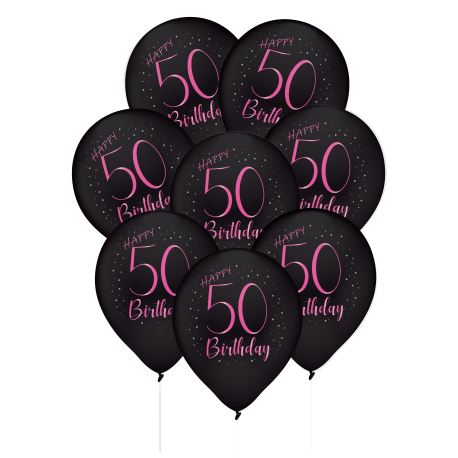 8 Globos de Látex 50 Años Elegant Pink